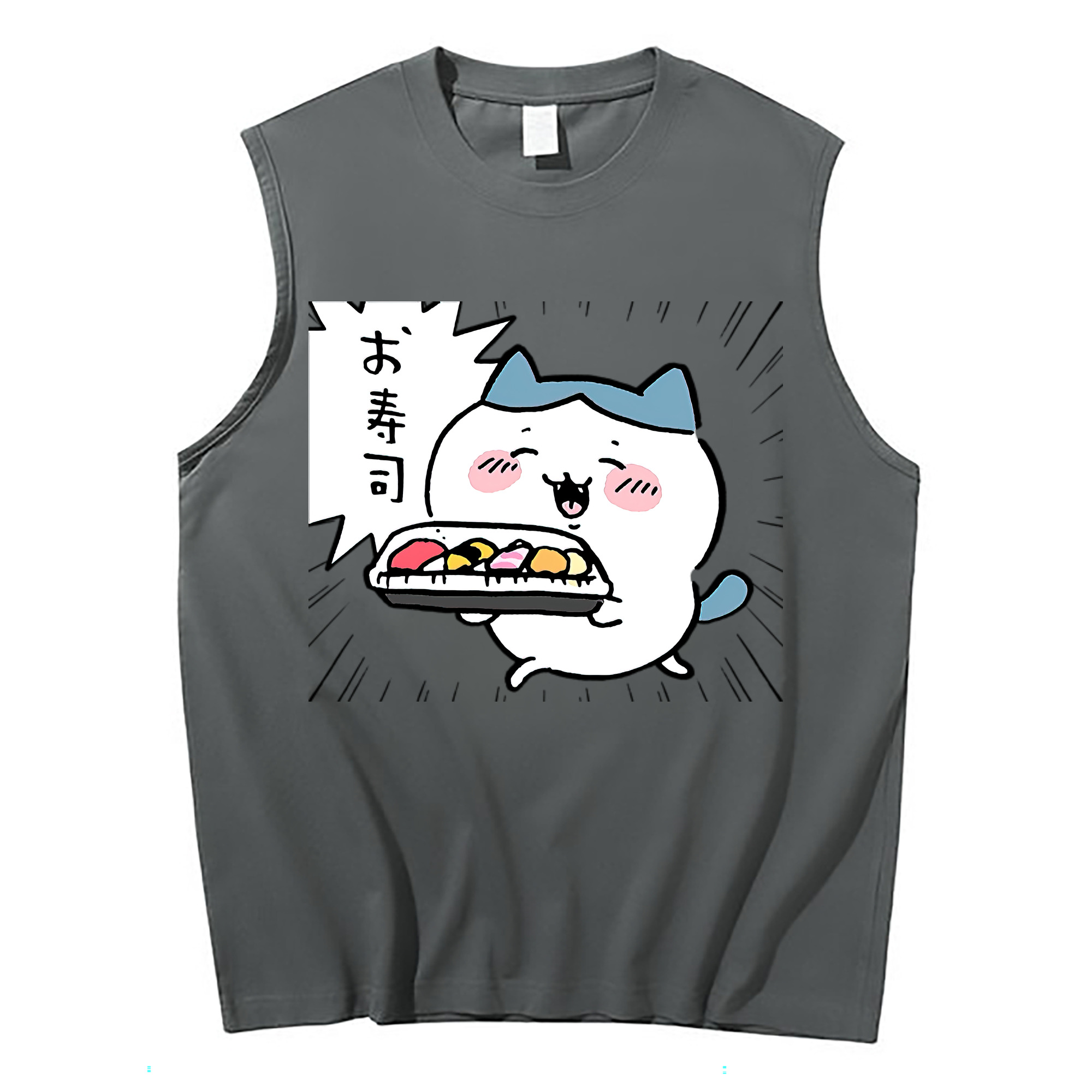 （画像用） ちいかわ ハチワレ Chii-kawa hachiware コットン100％タンクトップ（フロントプリント）